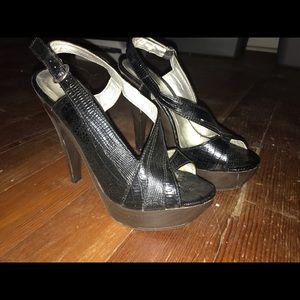 Sling back black heels